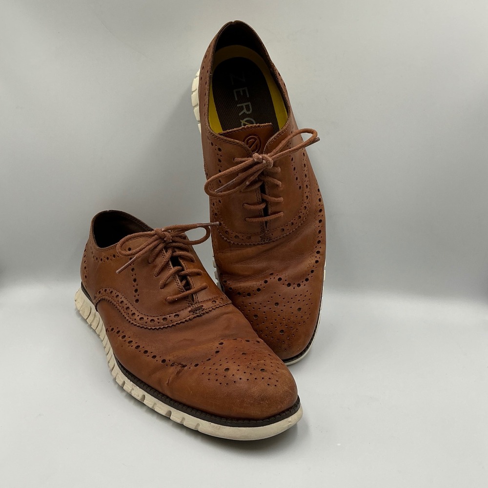 Cole Haan Zerogrand Wingtip Oxford British Tan Leather Mens Shoes C23579